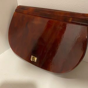 SOLD Vintage lucite clutch tortoise shell 70s